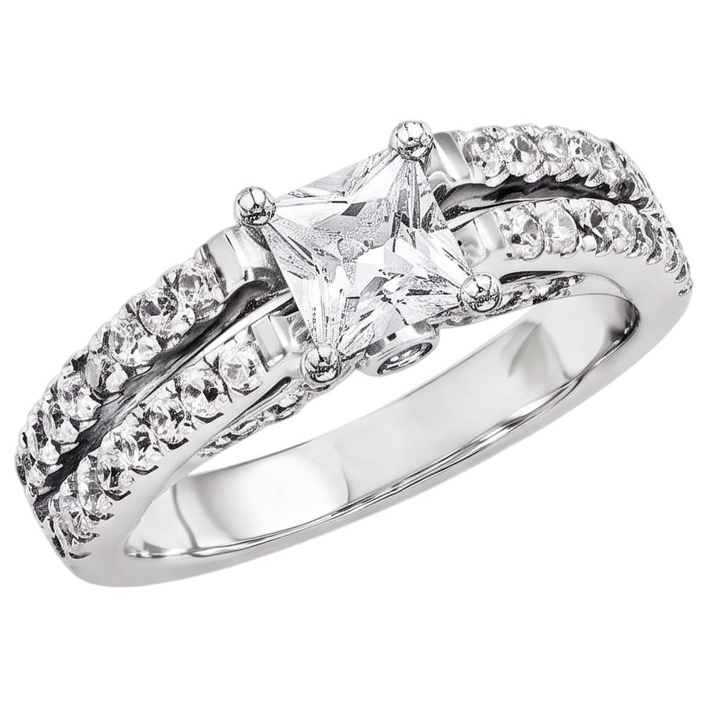2 Carats Princess Cut Real Natural Earth Mined Diamond Engagement Ring White Gold 14K Jewelry