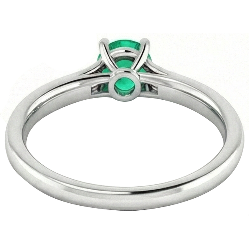2 Carats Round Green Emerald GIA Natural Earth Mined Diamond Ring White Gold 14K