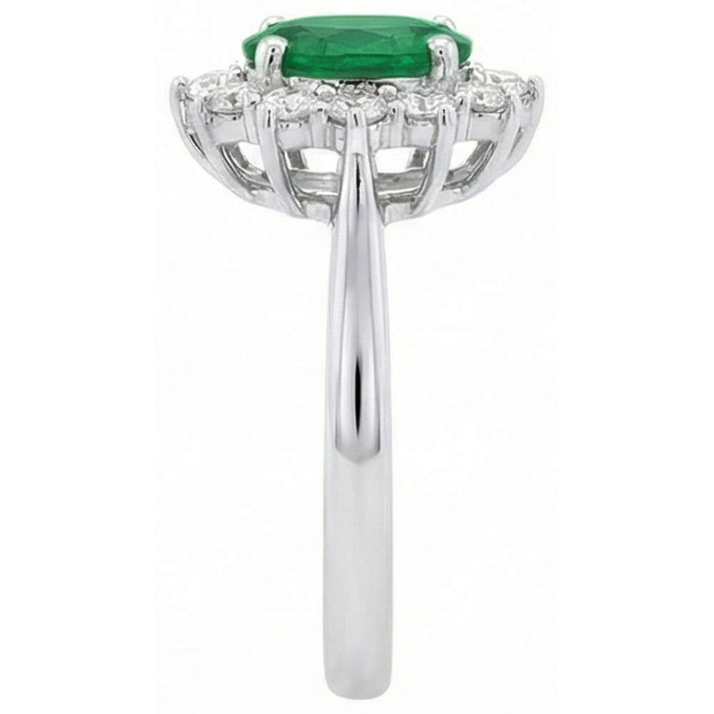 2 Ct Oval Shaped Green Emerald GIA And Natural Earth Mined Diamond Wedding Ring White Gold 14K