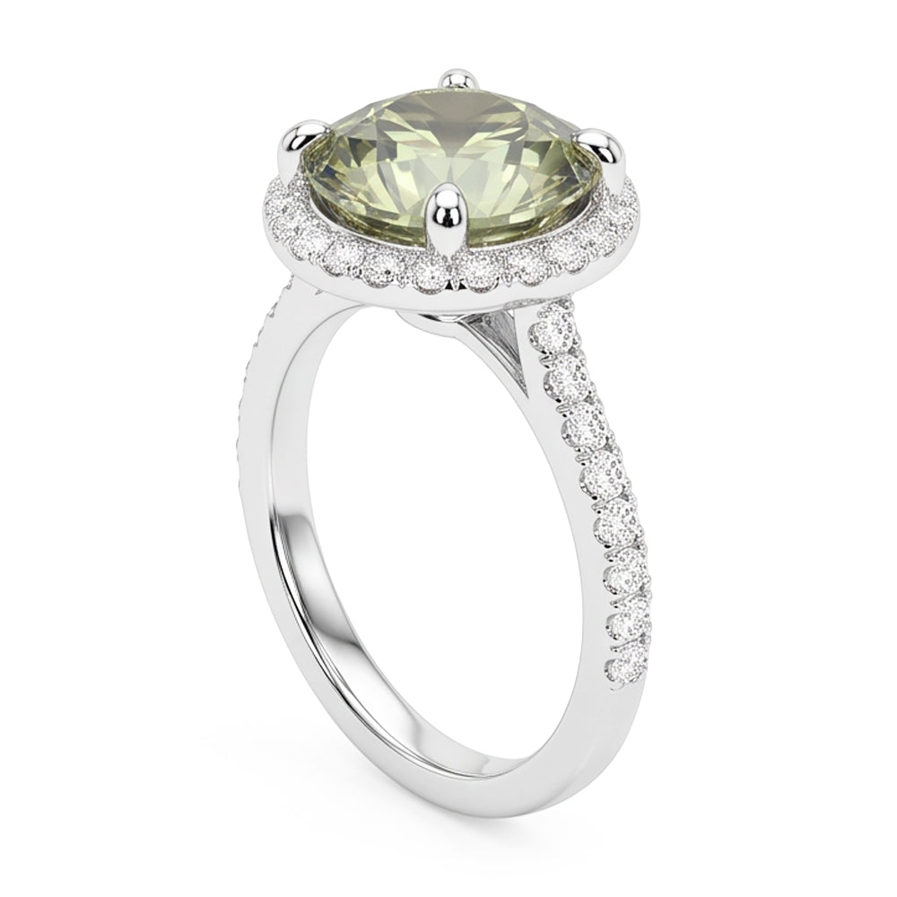 2 Ct Round Green Sapphire Natural Earth Mined Diamond Wedding Ring
