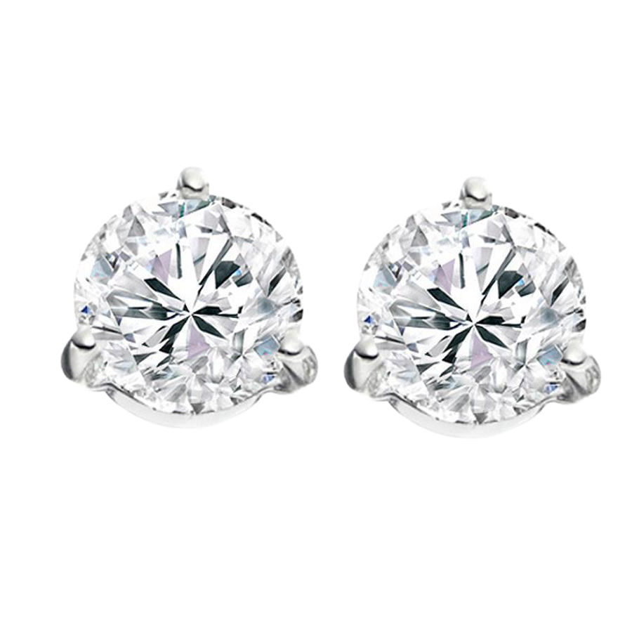 natural round diamond 2ct earring side angle