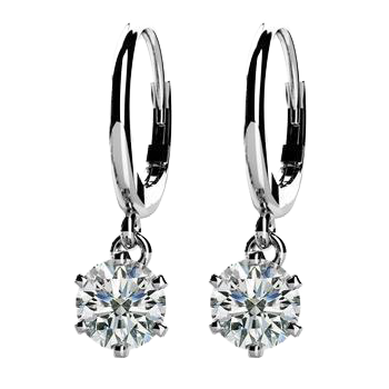 2 Carats Round G-Vs1 Natural Earth Mined Diamond Leverback Earring Pair White Gold 14K