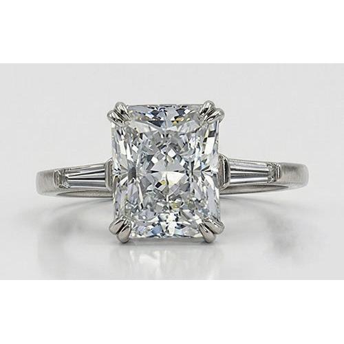2.11 Carat Radiant & Baguette Lab Grown Diamonds Three Stone Engagement Ring