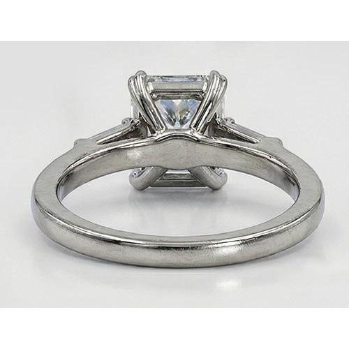 2.11 Carat Radiant & Baguette Lab Grown Diamonds Three Stone Engagement Ring
