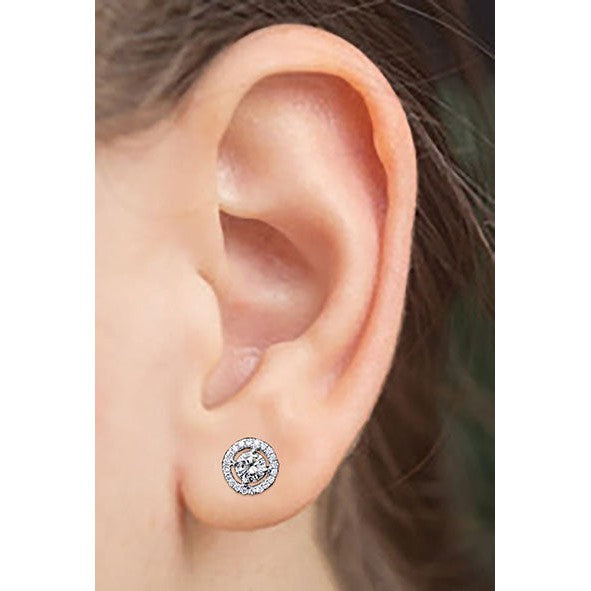 2.30 Ct Brilliant Cut Diamonds Women Studs Halo Earrings With Jackets