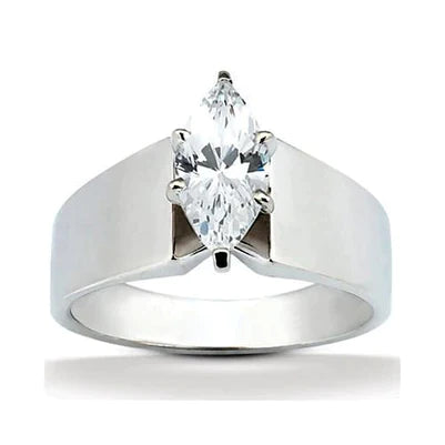 2.5 Carat Marquise Diamond Thick Shank Ring