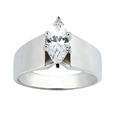 2.5 Carat Marquise Diamond Thick Shank Ring