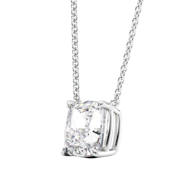 2.75 Carat Solitaire Cushion Natural Earth Mined Diamond Pendant Necklace White Gold