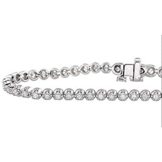 2.75 Carats Small Round Cut Lab Grown Diamonds Women Tennis Bracelet Gold 14K