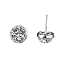 2.90 Carats Natural Earth Mined Diamond Ladies Studs Halo Earrings White Gold 14K