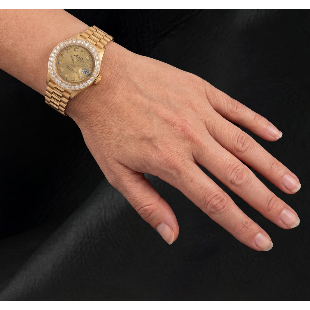 Rolex 26mm 6917 Champagne Diamond Dial Presidential Yellow Gold Watch 18K