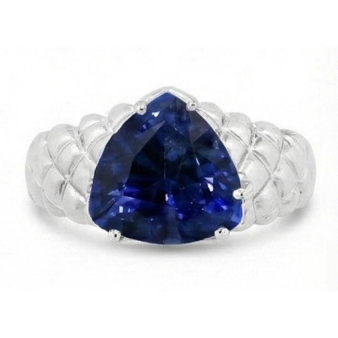 Natural Real ( Not Lab Grown ) 2 Carats Gemstone Jewelry Trillion Sapphire Ring Antique Style
