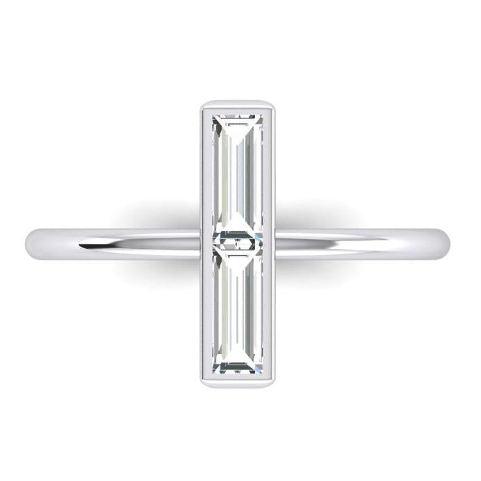 2 Stone Ring 2 carats Natural Diamonds Baguettes