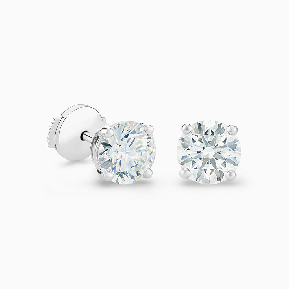 natural round diamond 2ct earring side angle