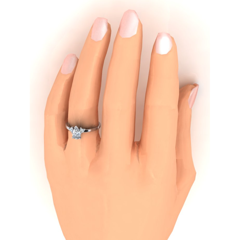 2 Carats Three Stone Pear and Heart Cut Lab Grown Diamond Ring