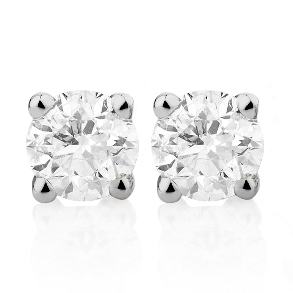 2 Ct Prong Set Round Cut GIA CERTIFIED Lab Grown Diamond Lady Stud Earring White Gold 14K