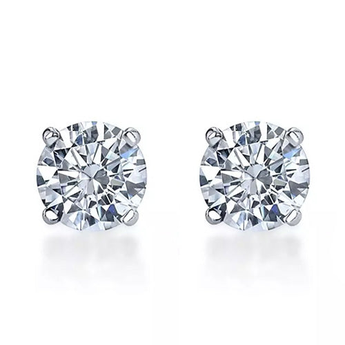 2 Ct Round Cut Lab Grown Diamond Stud Earring Pair White Gold Women Jewelry