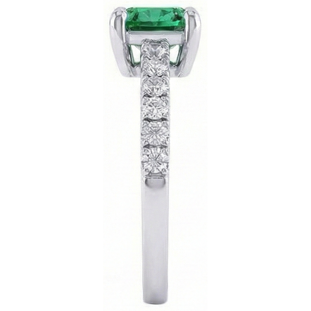 3.2 Ct Green Emerald GIA With Natural Earth Mined Diamond Wedding Ring White Gold 14K