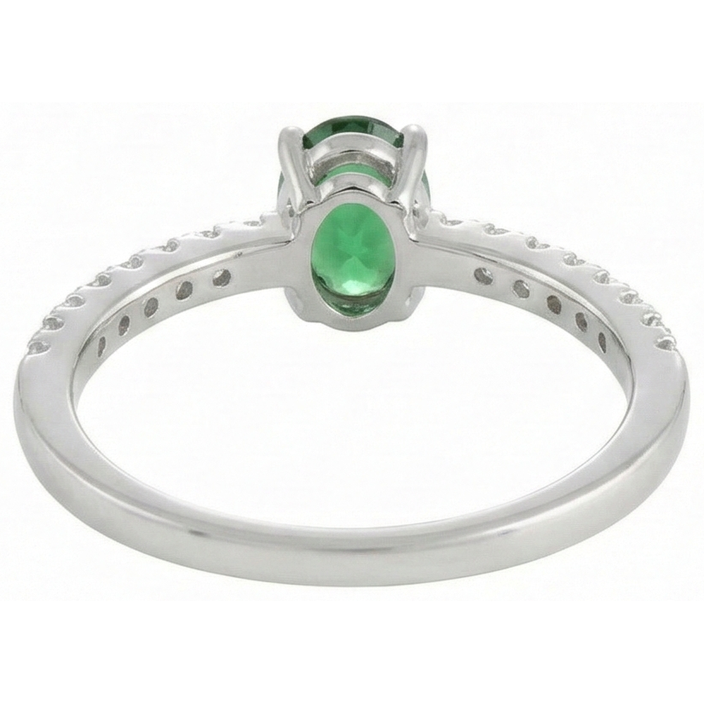 3.5 Ct Green Emerald GIA And Natural Earth Mined Diamond Wedding Ring