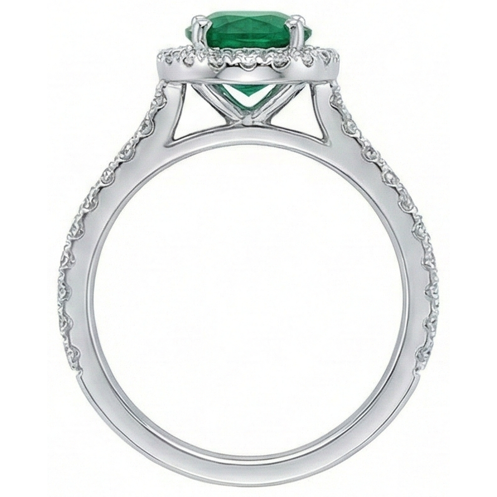 3.6 Ct Oval Cut Green Emerald GIA Natural Earth Mined Diamond Engagement Ring