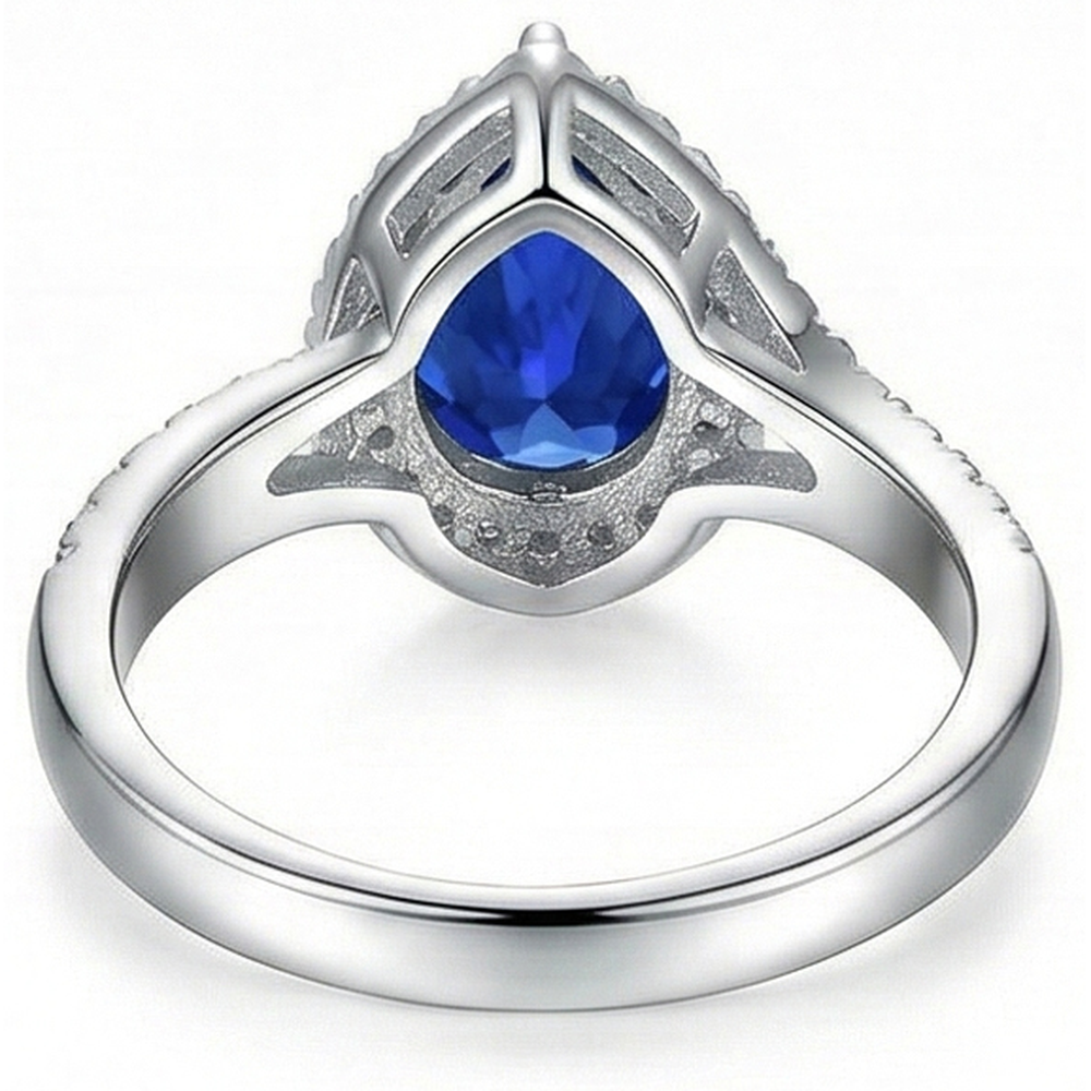 3.70 Ct Pear And Round Cut Ceylon Sapphire Natural Earth Mined Diamond Engagement Ring