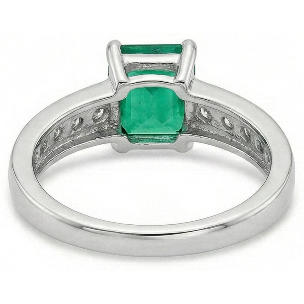3.75 Ct Green Emerald GIA And Natural Earth Mined Diamond Ring Solitaire With Accents