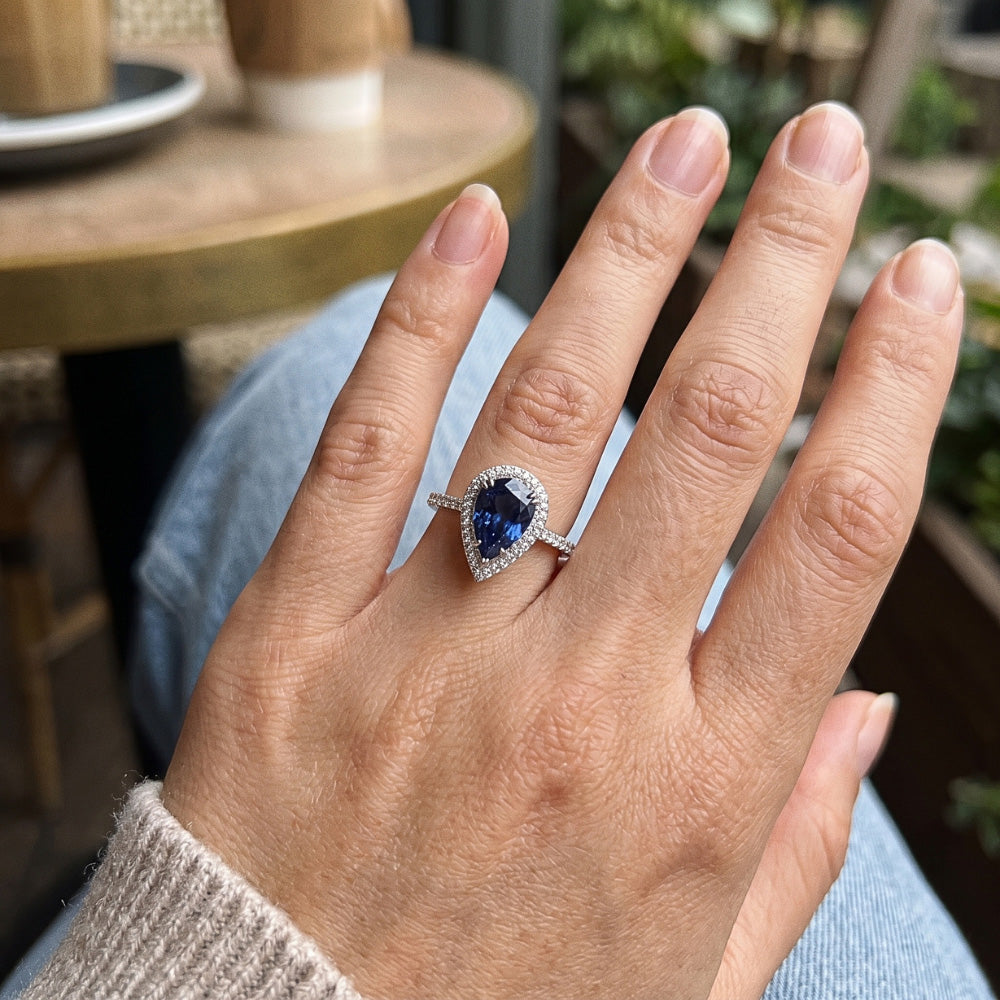 3.75 Ct. Pear Round Natural Earth Mined Diamonds Ring Gemstone White Gold