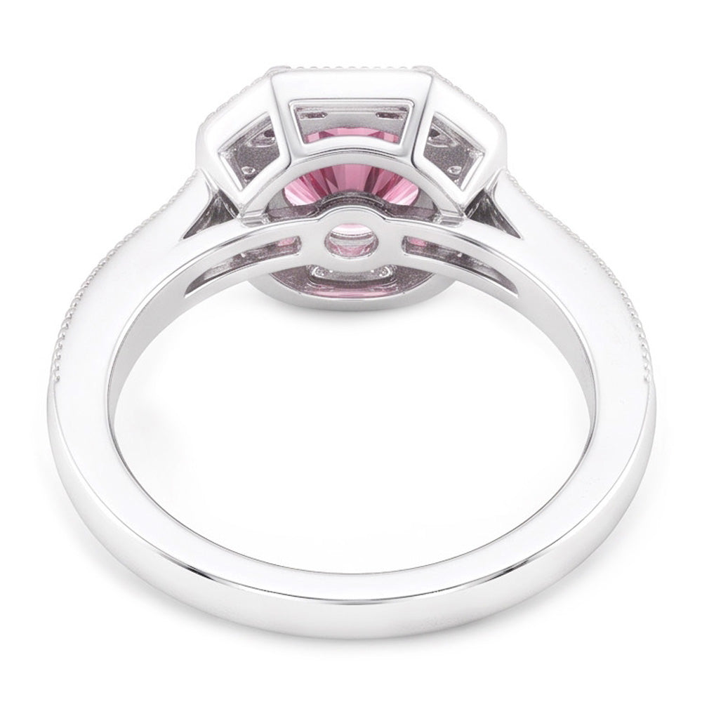 3.91 Carats Anniversary Pink Sapphire Halo Natural Earth Mined Diamond Gemstone Ring