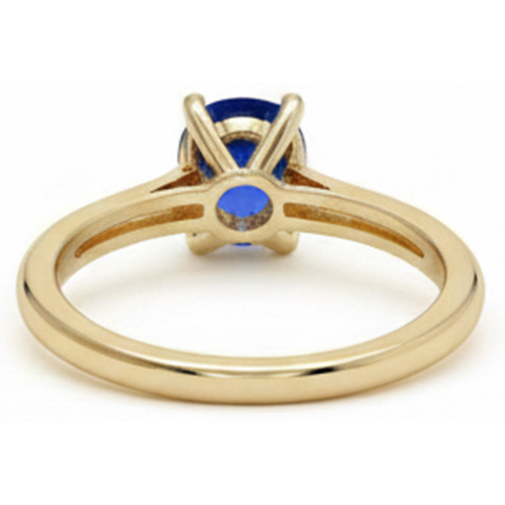 Natural Real ( Not Lab Grown ) 3 Carats Round Solitaire Ring Sri Lankan Sapphire Yellow Gold 14K
