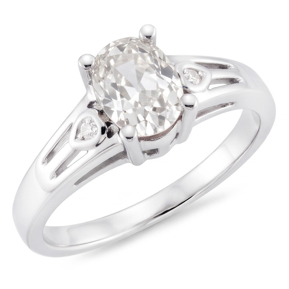3 Carats Solitaire Oval Mined Natural Real Diamond ( Not Lab Grown ) Old Cut Prong Set Ring
