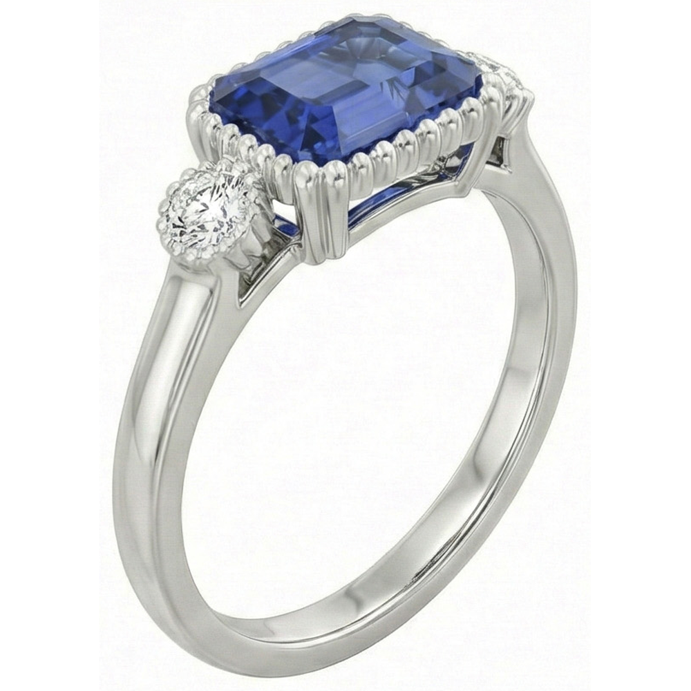 natural emerald sapphire 2.75ct watch close up detail
