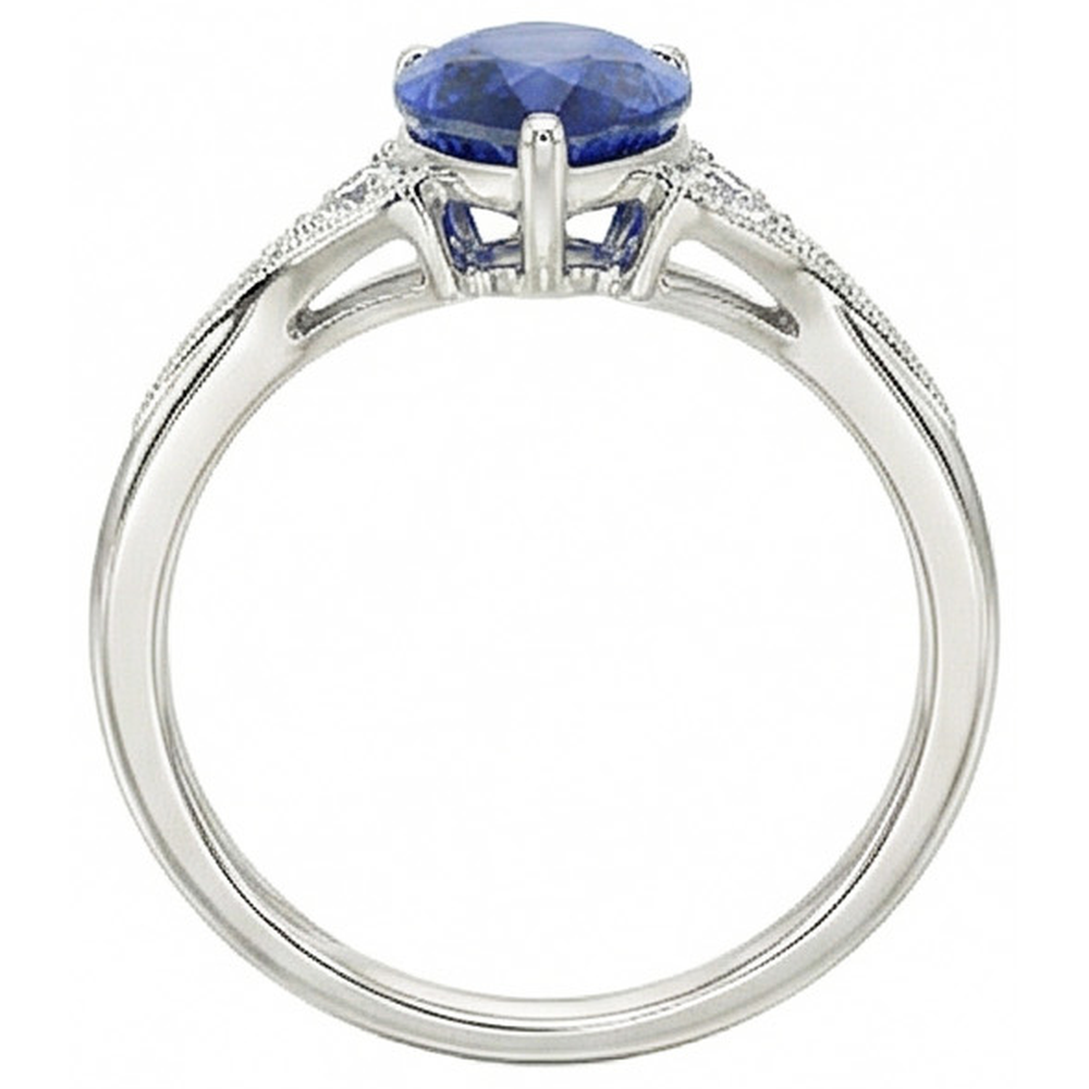 natural round sapphire 3.25ct ring profile view