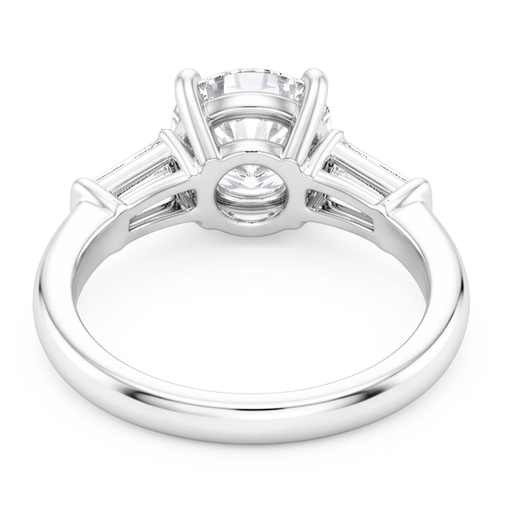 3 Stone Baguette & Round Old Mine Cut Natural Real Diamond ( Not Lab Grown ) Ring Gold 4 Carats