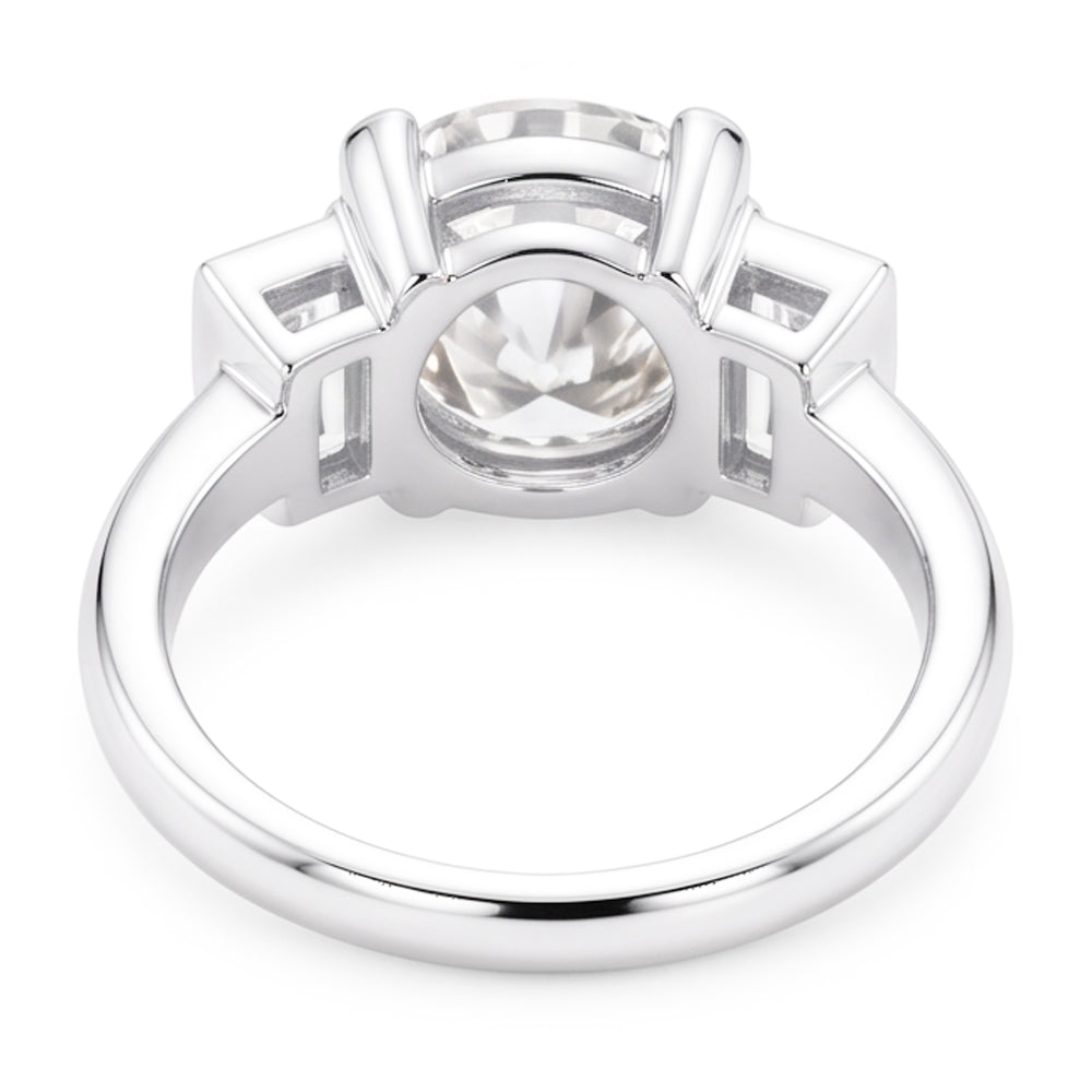 3 Stone Baguette & Round Old Miner Natural Real Diamond ( Not Lab Grown ) Ring 4.30 Carats 14K Gold