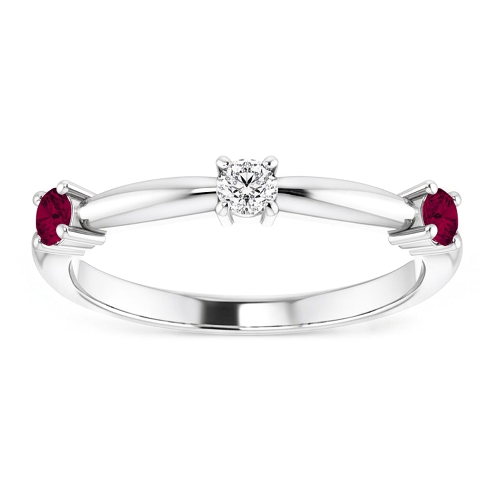 3 Stone Natural Earth Mined Diamond Ring 0.90 Carats Burma Ruby Women Jewelry