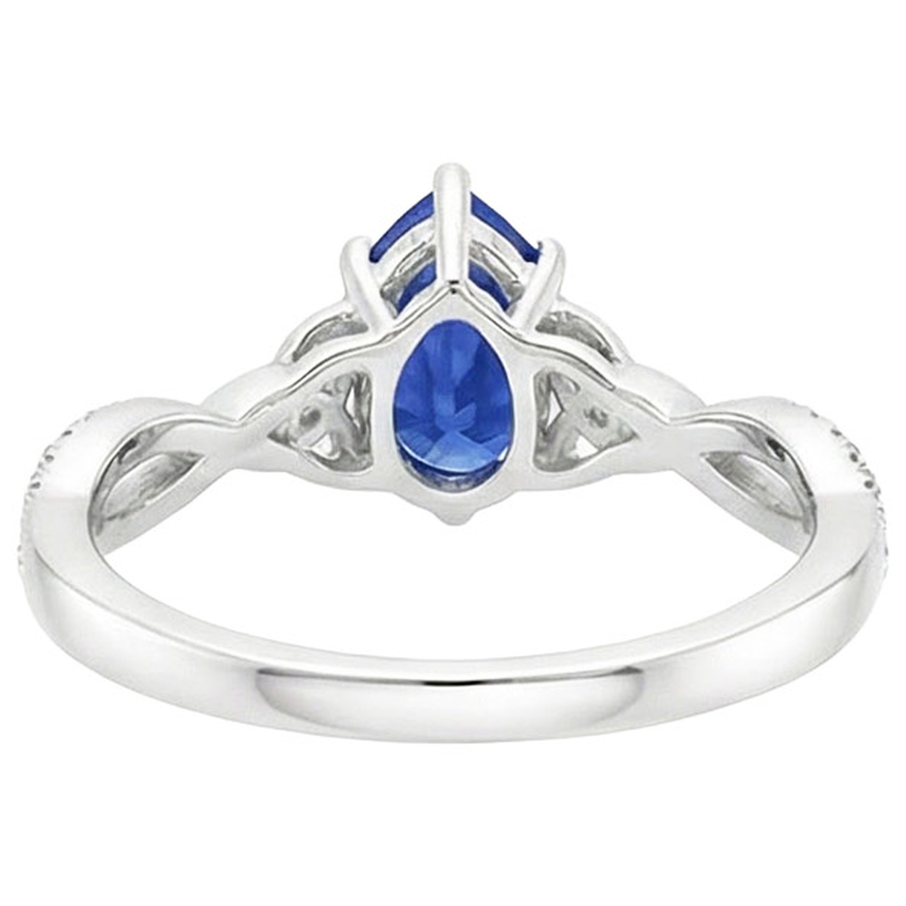 3 Stone Ring Ceylon Sapphire & Round Natural Earth Mined Diamond Accents 3.75 Carats
