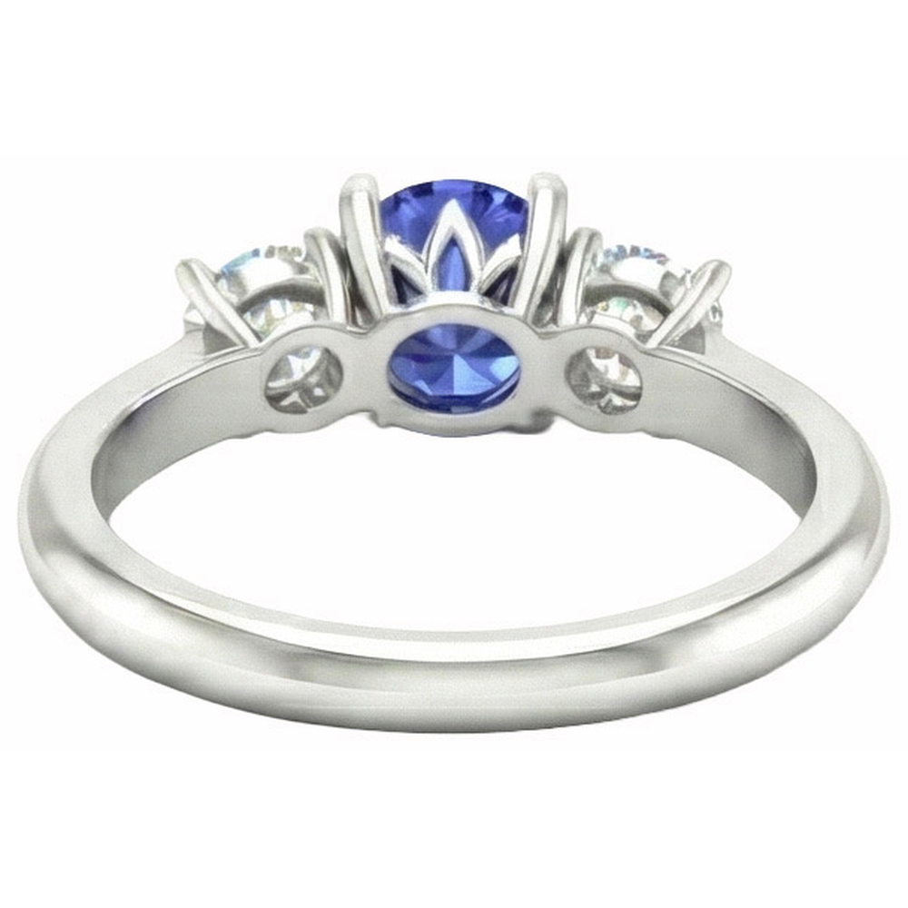 3 Stone Ring Round Prong Set Sapphire Natural Earth Mined Diamonds 5 Carats Gold Jewelry