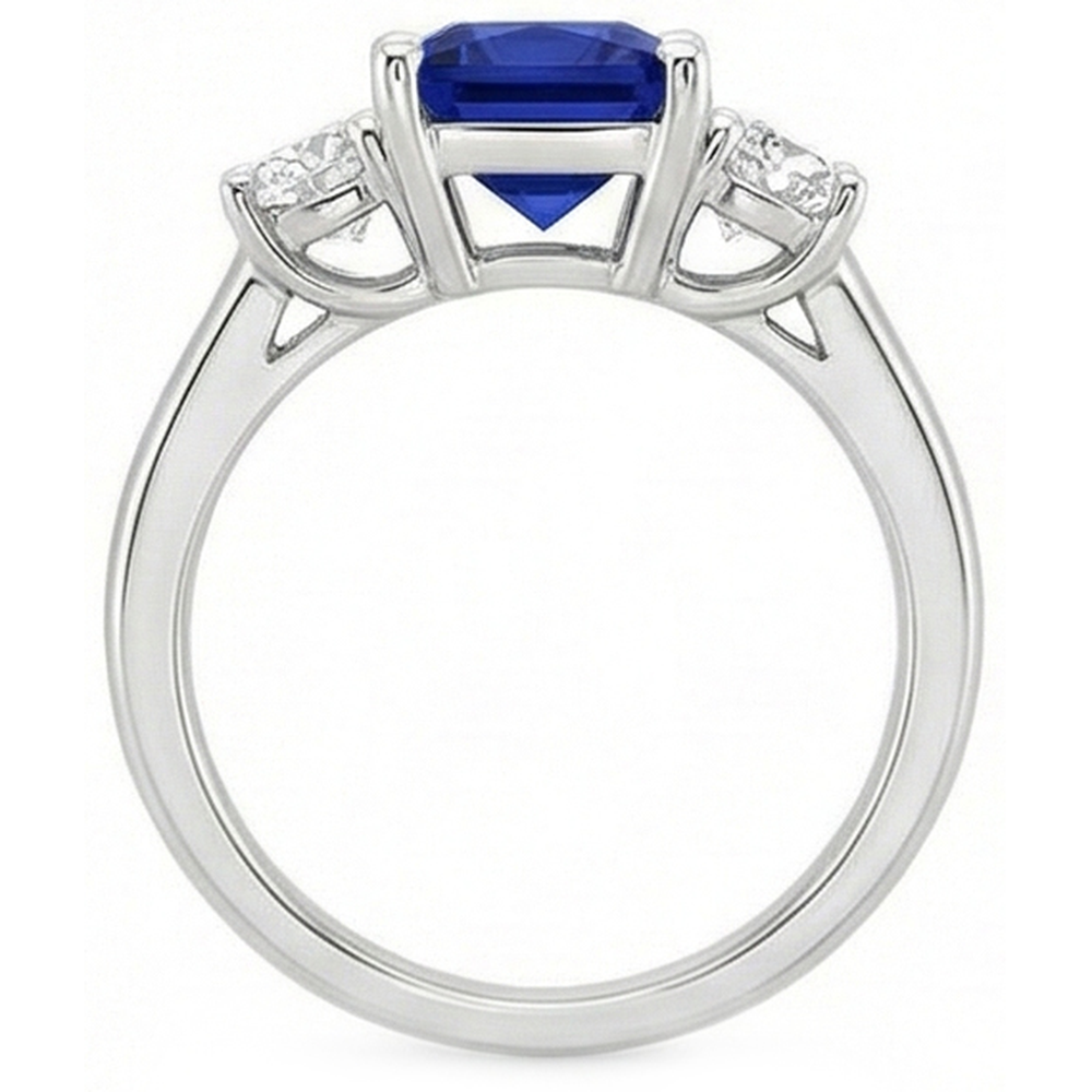 natural round sapphire 6ct ring on white background