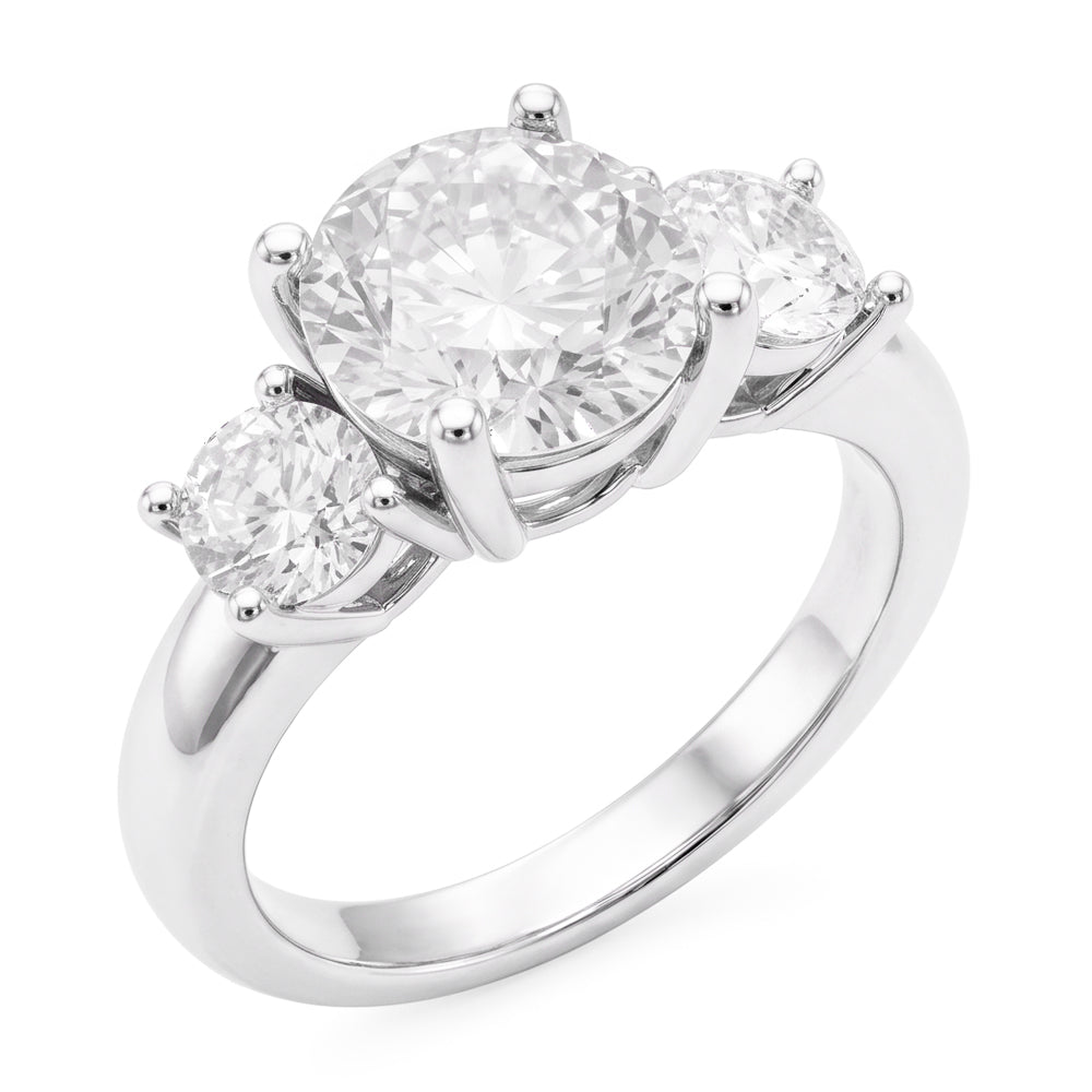 3 Stone Round Old Mine Cut Natural Diamond Engagement Ring 4 Carats