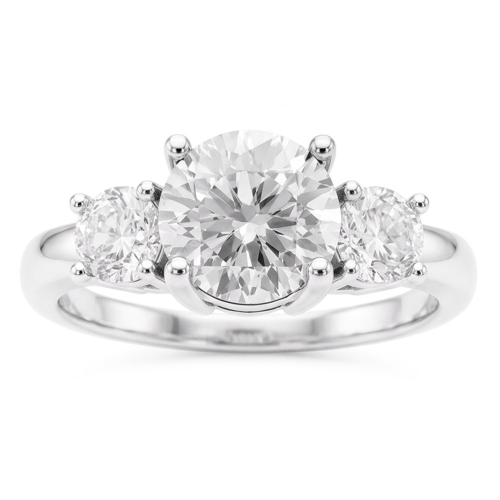 3 Stone Round Old Mine Cut Natural Diamond Engagement Ring 4 Carats