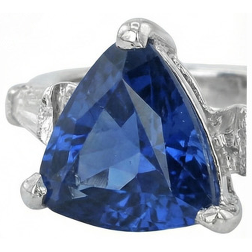 natural trillion sapphire 4.50ct ring band detail