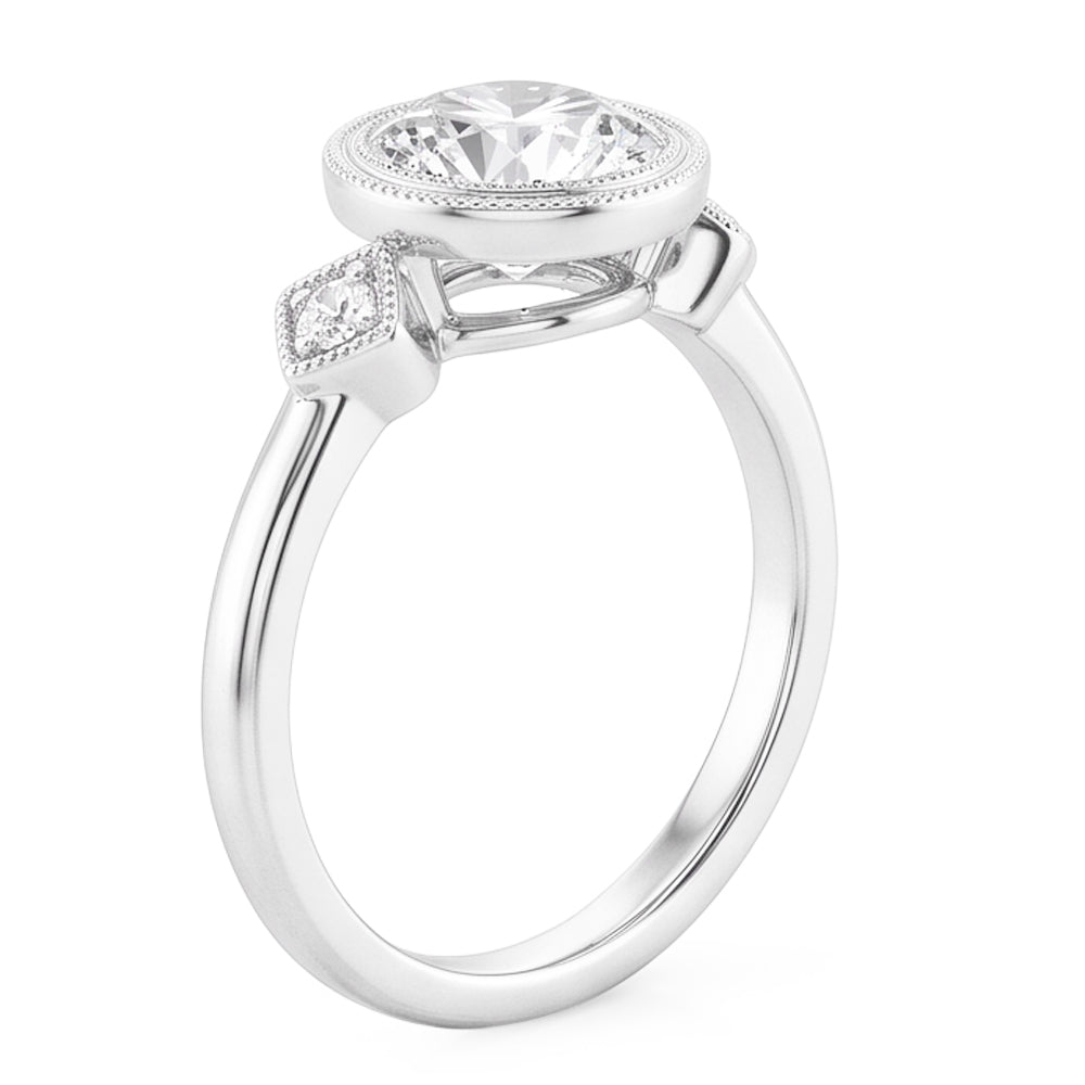 3 Stone Unique Engagement Ring Natural Diamond