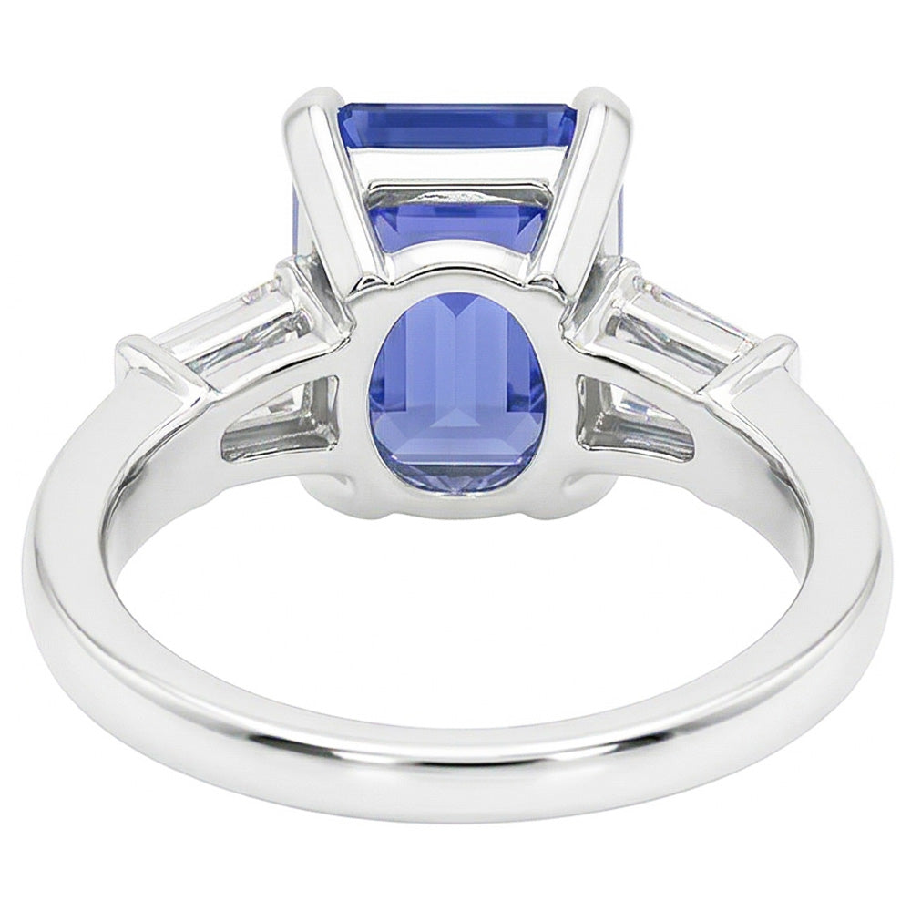3 Stone Wedding Ring Emerald Sapphire & Baguette Natural Earth Mined Diamonds 2.50 Carats