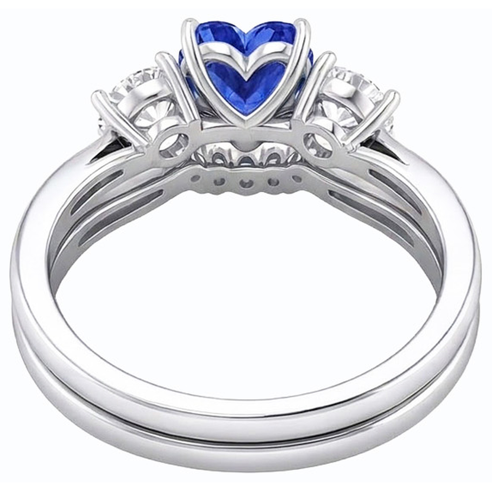 natural round sapphire 3ct ring profile view