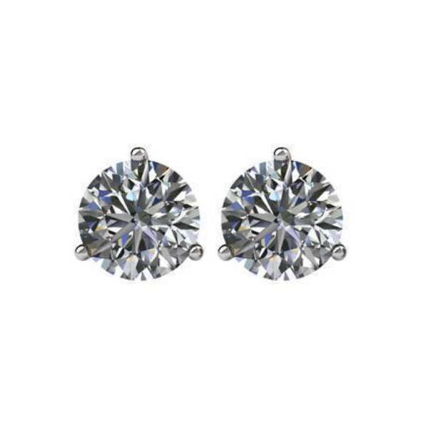 natural round diamond 3.00ct earring side angle