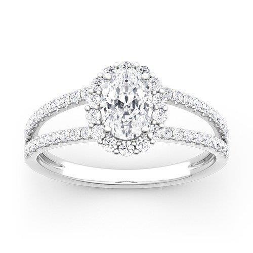 3.10 Carats Oval Diamond Engagement Ring Split Shank White Gold 14K