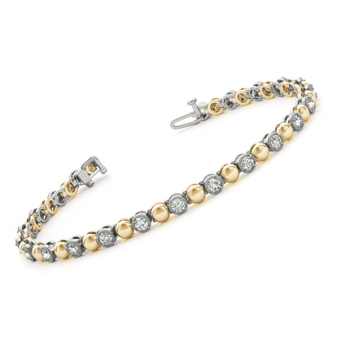 3.15 Carats Sparkling Brilliant Cut Lab Grown Diamonds Bracelet Gold