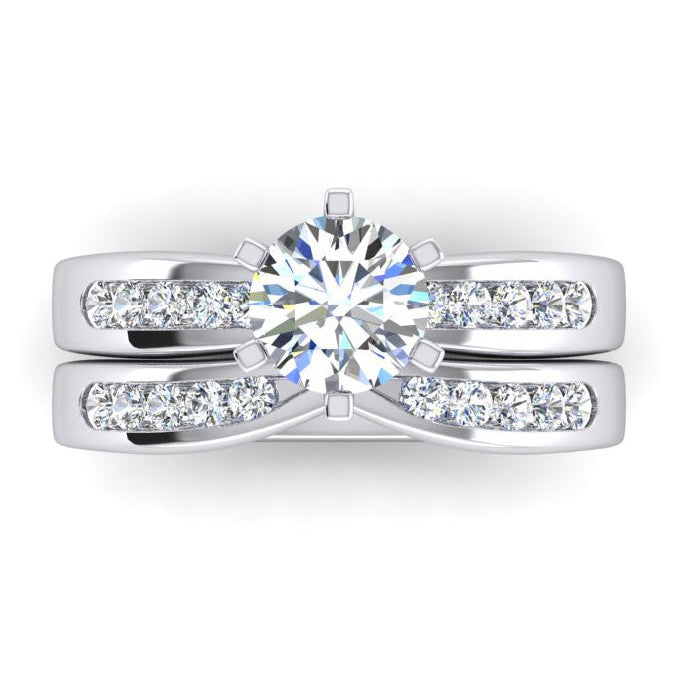 3.25 Carat Diamond Engagement Ring Set White Gold 14K