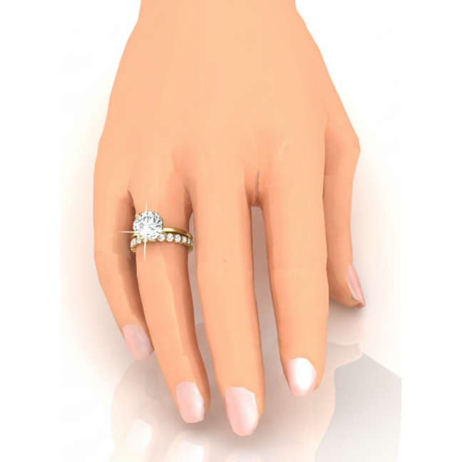 3.25 Ct. Natural Diamond Bezel Solitaire Ring With Matching Bezel Band