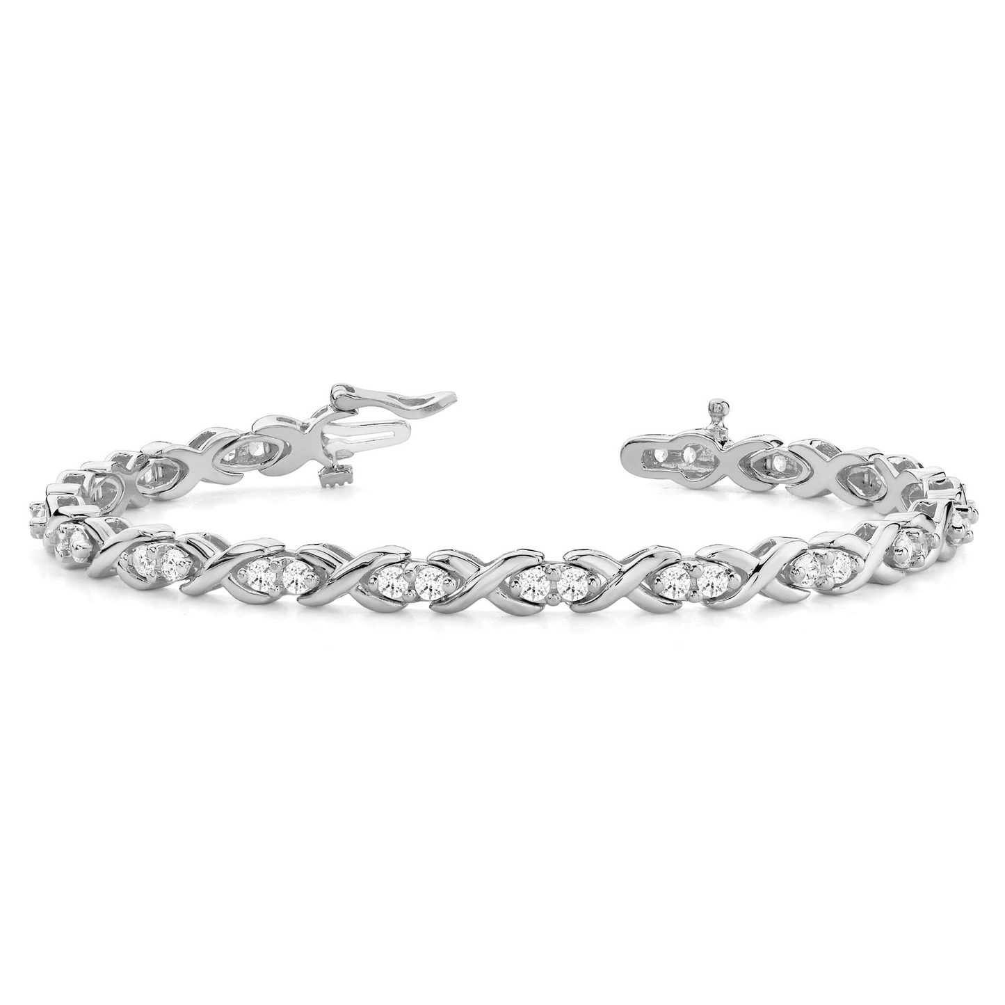 3.40 Carats Round Prong Set Lab Grown Diamond Tennis X Style Bracelet Gold